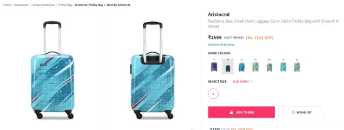 Image of Aristocrat Radiance Blue Small Hard Luggage 55cm
