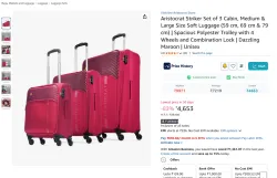 Aristocrat Striker Soft Luggage Set of 3 (Maroon)