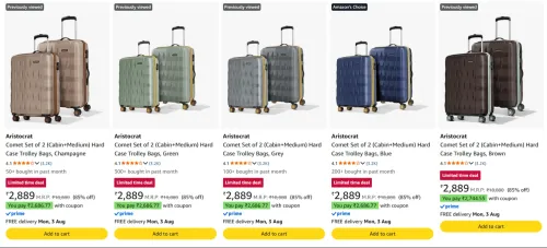 Image of Aristocrat Trolley Bag Set Of 2 at minimum 85% Discount