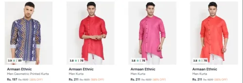 Image of Armaan Ethnic Kurtas at minimum 82% Discount