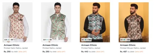 Image of Armaan Ethnic Men's Nehru Jackets upto 85% Discount