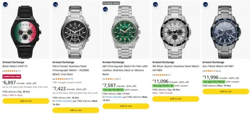 Image of Armani Exchange Men's Watch at minimum 40% Discount