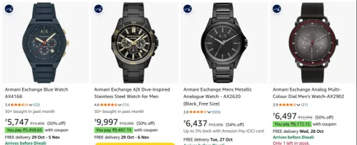 Image of Armani Exchange Watches at minimum 50% Discount