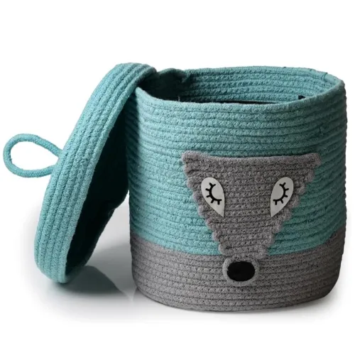 Image of Aroma Brand Kids Lid Hamper with Beautiful Characters - Rope Storage Hamper for Baby Diaper, Stuffed Animal Storage