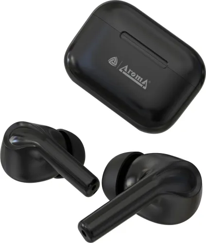 Image of Aroma NB137 Dive Upto 60 Hours Playtime* Type C Fast Charging Dual Pairing Earbuds Bluetooth Headset (Raging Black, True
