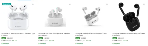 Image of Aroma True Wireless Earbuds upto 88% Discount