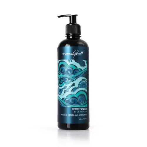 Image of Aromahpure Blue Ocean Refreshing & Hydrating Body Wash Shower Gel | 450 ML Pump Bottle | Enriched with Vitamin E | Suita