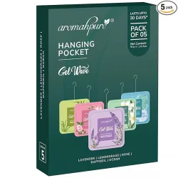 Aromahpure Gel Wave Bathroom Freshener | Assorted 50g (10g each) | Set of 5 Gel-Based hanging Pocket freshener I Lasts U