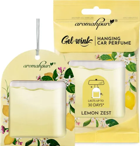 Image of Aromahpure Lemon Car Freshener Diffuser Gel Wink Hanging Perfume|Pack of 1| Long-Lasting Up to 30 Days (7.5 ml)