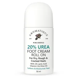 Aromatique 20% Urea Foot Cream Roll On for Dry, Rough & Cracked Heels | With 2% Lactic Acid, Vitamin E & Olive Oil | Softens & Moisturizes Feet | 50ml