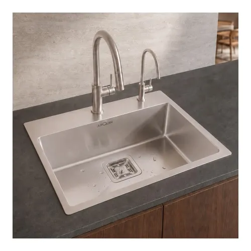 Image of ARQUIN 24x18x10 Inch Single Bowl Stainless Steel Kitchen Sink