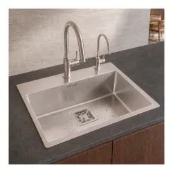 ARQUIN Kitchen Sink 24\'x18\'x10 Inch Single Bowl Sinks With Tap Hole | Heavy Grade Stainless Steel Sink for Kitchen Basin Brushed Matte Finish Handmade Steel Sink Kitchen Basin