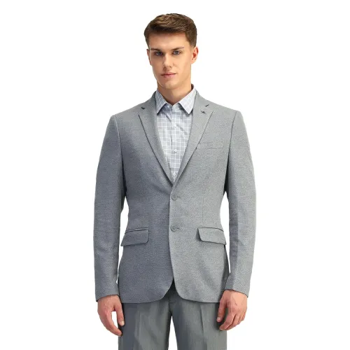 Image of Arrow Knitted Textured Pattern Mens Blazer with Three Pockets and Double-Vented