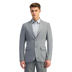 Arrow Knitted Textured Pattern Mens Blazer with Three Pockets and Double-Vented