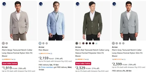 Image of Arrow Men Blazer at minimum 75% Discount