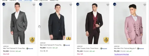 Image of ARROW Men's Readymade Suits at minimum 65% Discount