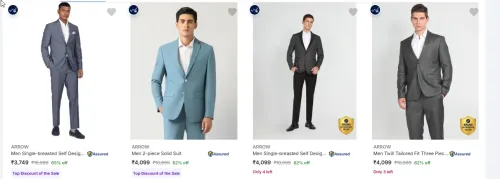 Image of ARROW Men's Readymade Suits at minimum 65% Discount