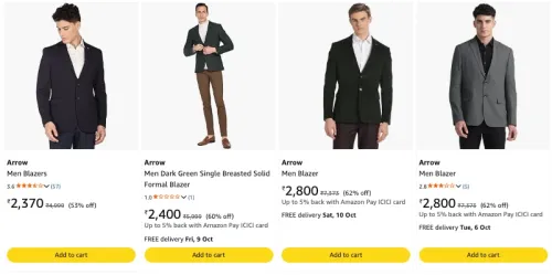 Image of Arrow Men's Blazers upto 62% discount 