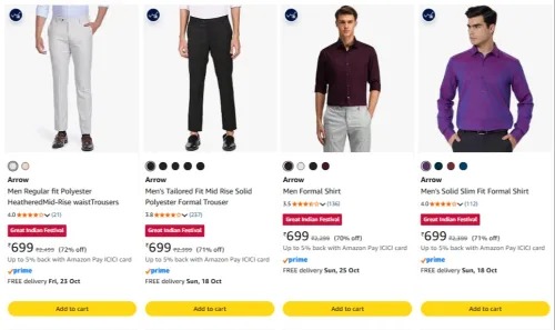 Image of Arrow Men's Pant upto 72% Discount