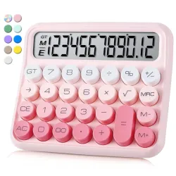 Arsenio New Colorful Mechanical 12 Digit Large LCD Display Big Round Button Calculator Automatic Sleep Work with Battery