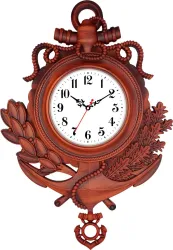 Art Amori Analog 38 cm X 45 cm Wall Clock  (Brown, With Glass, Pendulum)