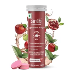 Arth Apple Cider Vinegar Effervescent Tablets 500mg | Supports Weight Management, Metabolism & Gut Health | Garcinia Cambogia, Pomegranate Extract | Vit B6 B12 | Apple Flavour | 10 Tablets