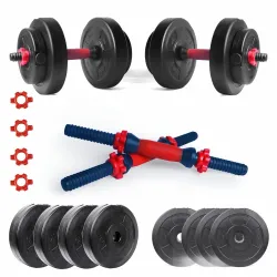 ARTINO Adjustable Dumbbell (16 kg - 3kg x 4 & 1kg x 4), Black PVC Dumbbell Plates, Home Gym Combo, Exercise & Fitness Sets