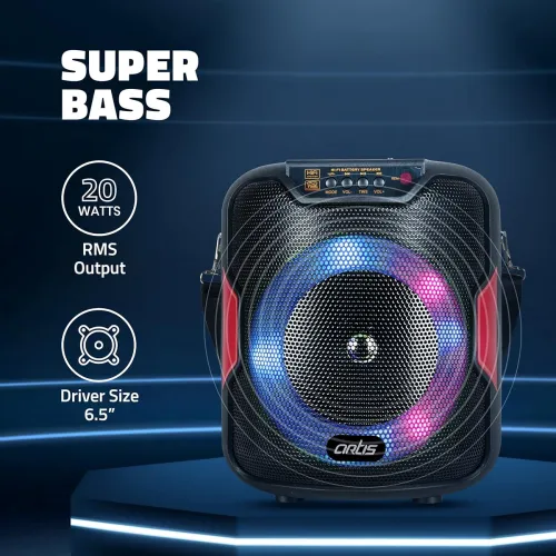 Image of Artis BT303 20W Portable 5.0 Bluetooth Party Speaker with FM/USB/TF Card & Wired Mic