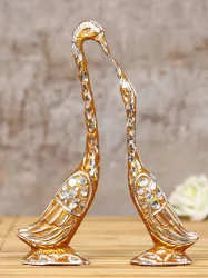 Artisyn Cute Swan Love Birds Gold Metal Metallic Living Room Small Showpiece