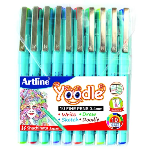 Image of Artline Yoodle Fine Pen | 0.4 Mm Tip Size | Smudge Free Writing Pen | Comfortable Grip For Extra Smooth Writing | Ideal 