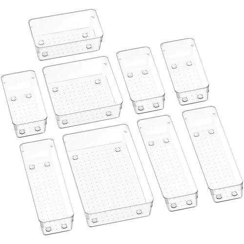 Image of Arto Clear Transparent Acrylic Drawer Organizer Set 