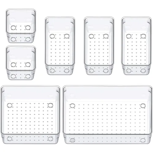 Image of Arto Clear Transparent Acrylic Drawer Organizer (Set of 7)