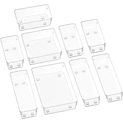 Arto Clear Transparent Acrylic Drawer Organizer(Set of 9)