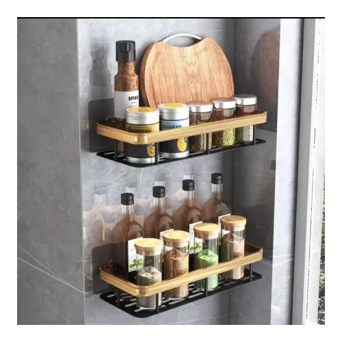 Image of Arto Multipurpose Self-Adhesive Aluminium Bathroom/Kitchen Wall Mounted Storage Organizer Shelf Holder/Rack/Bathroom Acc