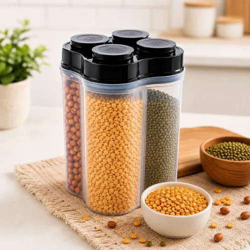 Image of Arto Plastic Grocery Container - 2500 ml (Transparent, Black)