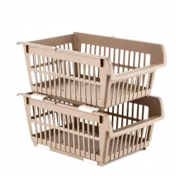 ARTO Stackable Plastic Organizer Rack for Kitchen, Bathroom & Office | Multi-Use Ventilated Basket Shelf | Fruit, Vegetable & Household Storage | Tool-Free Assembly | Durable PP Plastic | Mu...
