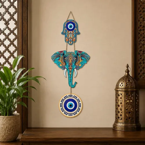 Image of Artvibes Designer Elephant Wooden Wall Hanging For Luck Properity For Home Decoration | Livingroom | Spiritual Decor Ite