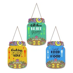 Artvibes Good Food Good Life Wooden Wall Hanging (Set of 3)