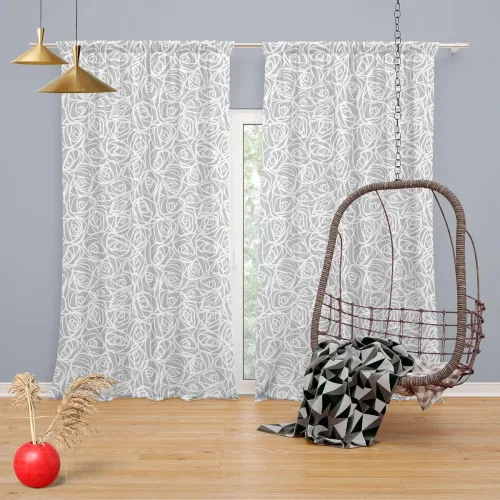 Image of ArtzFolio Abstract Pattern D1 | Sheer Curtain for Door, Window & Room | Rod Pocket & Tie Back | Silk Fabric | Width 3fee