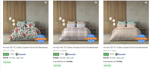 Image of Arvind Bedsheets Minimum 84% Discount