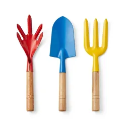 Ascension Gardening Tools Set for Digging & Planting - 3 Pcs Hand Trowel, Cultivator & Rake with Wooden Handles Mini Gar