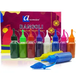 Ascension Diwali Rangoli Color Powder (10 Tubes)
