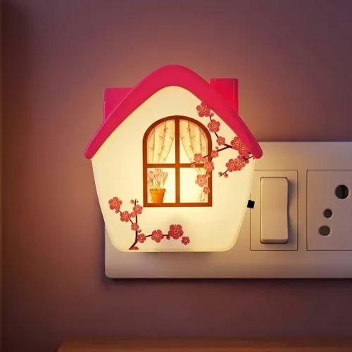Image of ascension House Shape LED Night Lamp with Switch, Plug-in Wall Night Light, Warm Soft Glow Decorative Light for Bedroom,