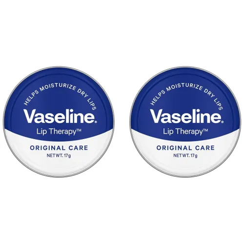 Image of Vaseline Lip Tins Original Care, 17G|Infused With Vitamin E To Hydrate & Moisturize Dry Lips. (Pack Of 2), Clear