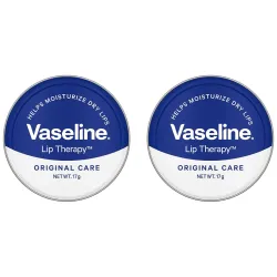Vaseline Lip Tins Original Care, 17G|Infused With Vitamin E To Hydrate & Moisturize Dry Lips. (Pack Of 2), Clear