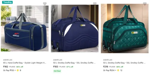 Image of Ashflax Duffel Bags Starting @ ₹162