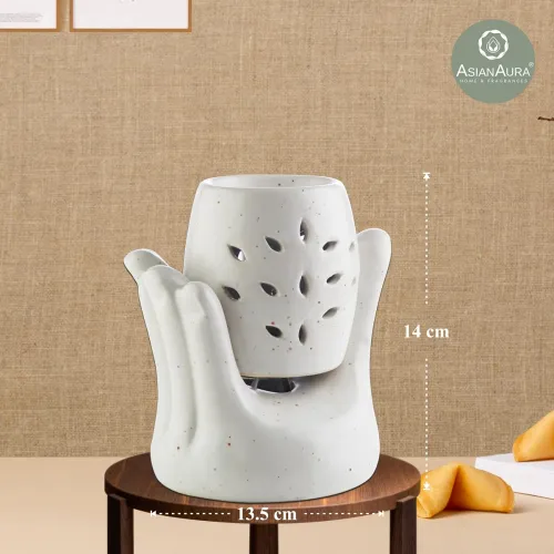 Image of Asian Aura Hand Shaped Ceramic Electric Aroma Diffuser for Home Fragrance| Oil