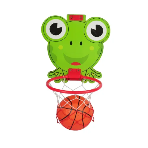 Image of Asian Foldable Frog Print Kids Basketball Set, Wooden, Green