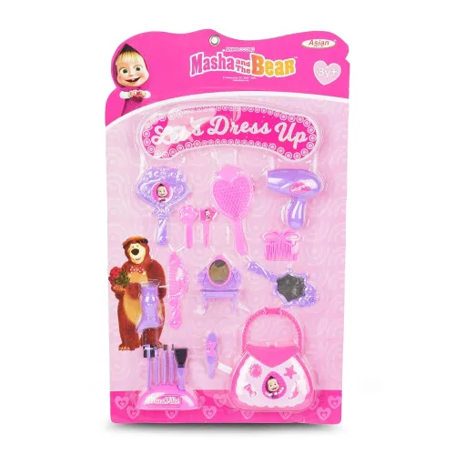 Image of Asian Masha Bear Dress Up & Makeup Kit – Kids Cosmetic Play Set for Girls | Pretend Makeup, Jewelry & Dress-Up Fun | Age