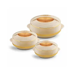 Asian Olympic Inner Steel Casserole (1200, 1600 & 2500 ml) Gift Set of 3|PU Insulated| BPA Free | Odour Proof| Ideal for Chapatti | Roti | Serving Casserole